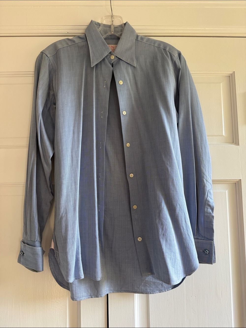 Thomas Pink Classic Light Blue Herringbone Button Down Shirt